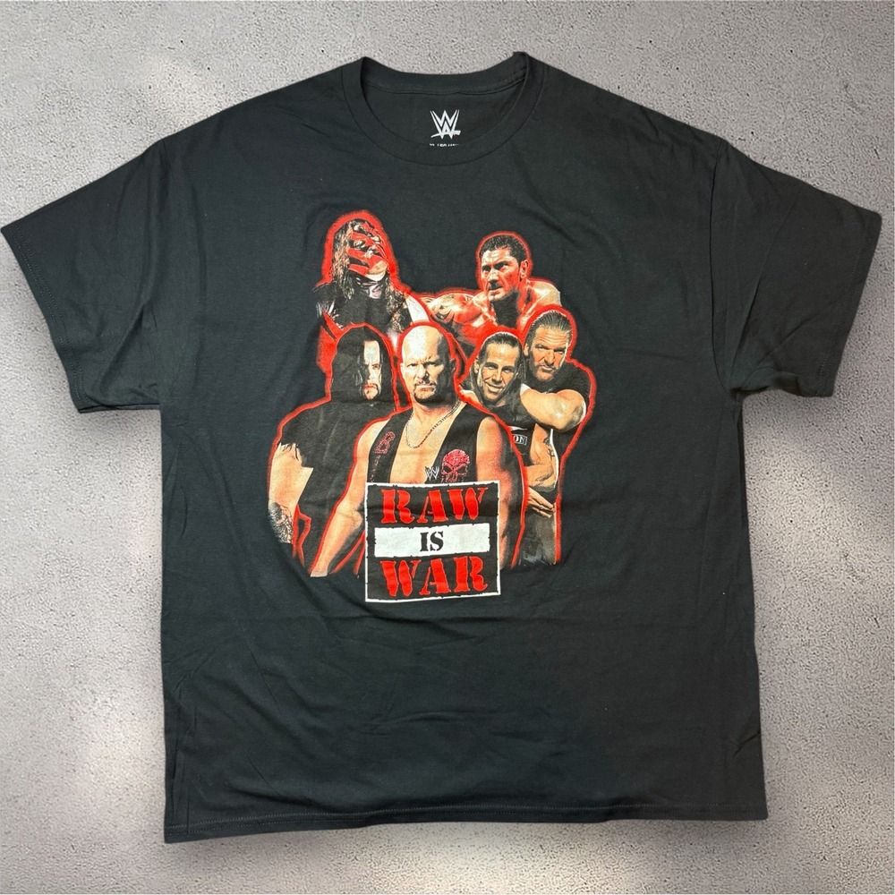 WWE Raw Is War T-Shirt Mens XL Black Stone Cold Undertaker Kane Triple H Graphic